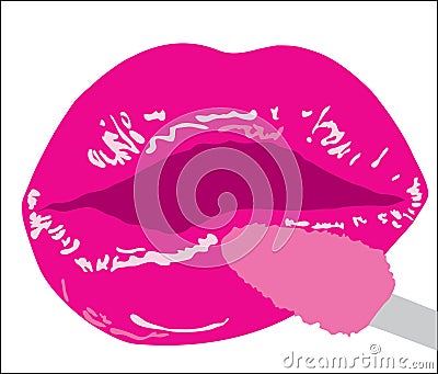 Background. Volume female lips with a lip gloss Vector Illustration