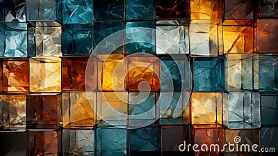 Background from a wall lined with old glass colored blocks Stock Photo