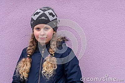 background. warmly dressed girl Stock Photo