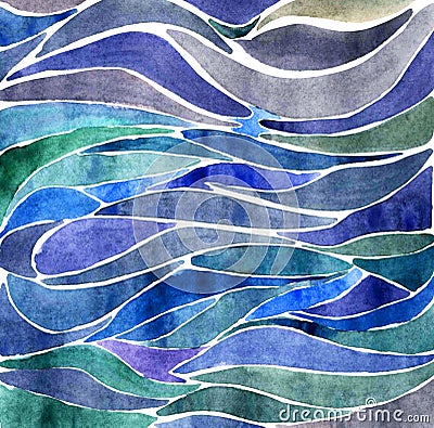 Background with water color waves Stock Photo