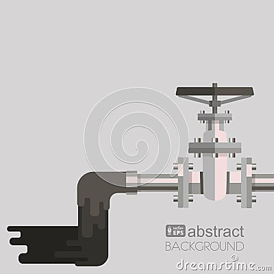Background water pollution with pipe, valve on the pipe Vector Illustration