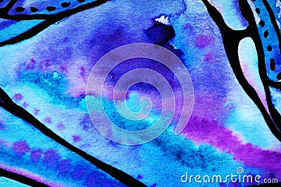 Space background, illustration, watercolor fantasy, Azure waters Stock Photo