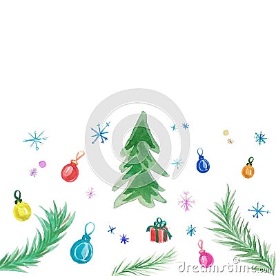 Background with watercolor elements for winter holidays decor Stock Photo