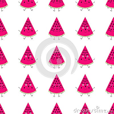 Background with watermelon characters Vector Illustration