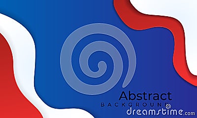 Background wave layered red, white, blue colors Vector Illustration
