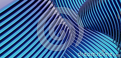 background waves Parallel waves of plastic Twisted curved tube 3D illustration Stock Photo