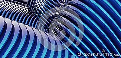 background waves Parallel waves of plastic Twisted curved tube 3D illustration Stock Photo