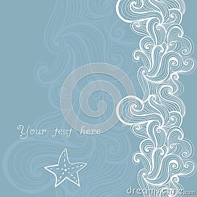 Background waves and starfish Vector Illustration