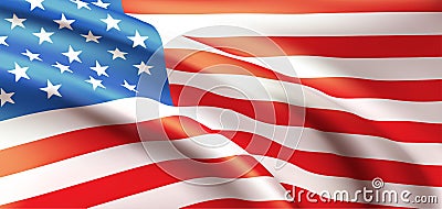 Background waving in the wind American flag. Background for patriotic national design. Vector illustration Vector Illustration