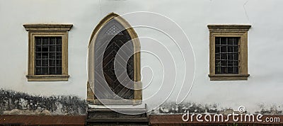 Background which the structure of window door of an old mysterious castle Stock Photo