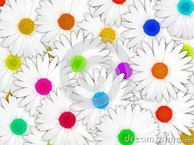 Background of white flowers with motley center Stock Photo