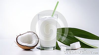 background white juice drink coconut Cartoon Illustration