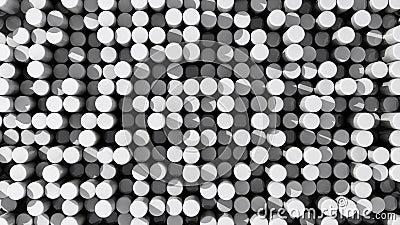 Background of white reflective extruded cylinders or rods Stock Photo