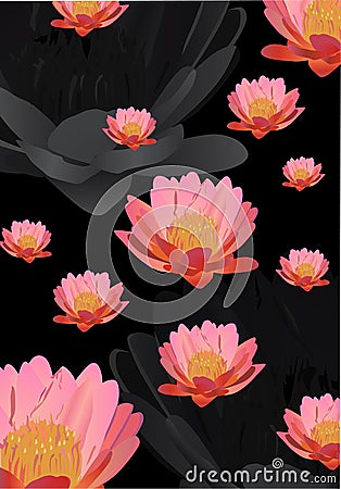 Background withpink lotus flowers Vector Illustration