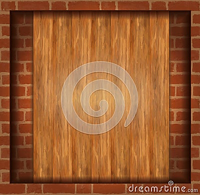 Background wood brick wall Vector Illustration