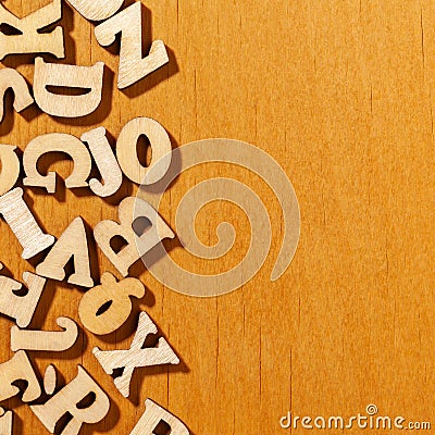 Background with wooden english letters Stock Photo