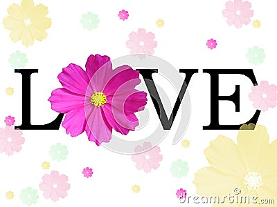 Background with word love Cartoon Illustration