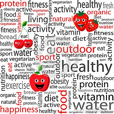 Background with words related to nutrition Stock Photo