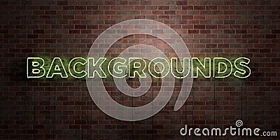 BACKGROUNDS - fluorescent Neon tube Sign on brickwork - Front view - 3D rendered royalty free stock picture Stock Photo