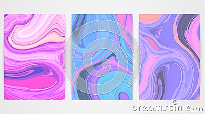 Backgrounds with marbling. Marble texture. Bright paint splash. Colorful fluid Vector Illustration