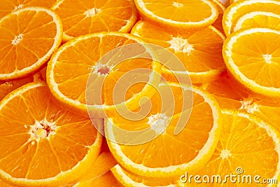 backgrounds and textured of orange fruits into piece Stock Photo