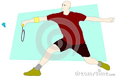 Backhand Net Shot in Badminton Vector Illustration