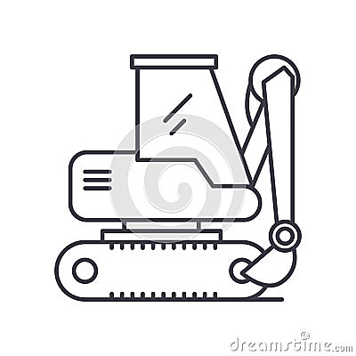 Backhoe icon, linear isolated illustration, thin line vector, web design sign, outline concept symbol with editable Vector Illustration