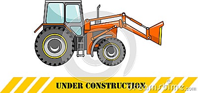 Backhoe loader. Heavy construction machine. Vector Vector Illustration