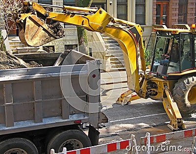 Backhoe in operation Stock Photo