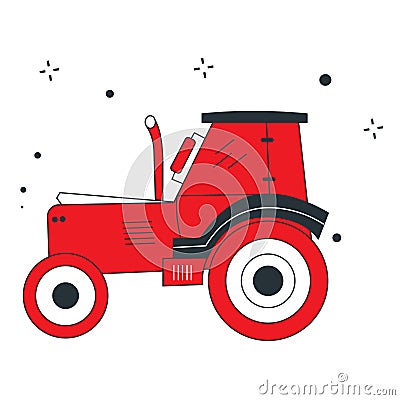 Backhoe, Tractor, Agriculture, Farming Vector Icon Stock Photo