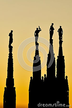 Backlight of ancient statues Stock Photo