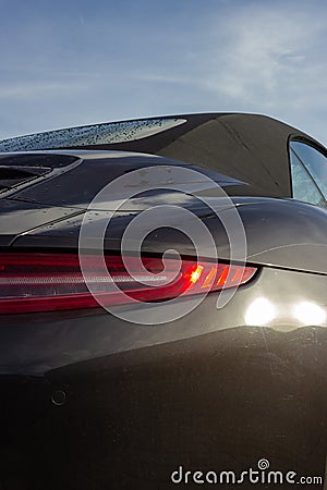 backlight details of german sportscar body work Stock Photo