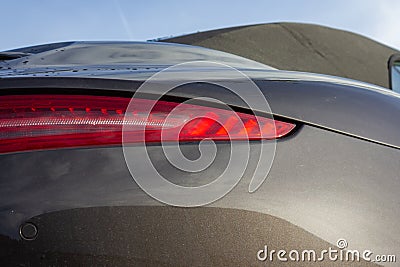 backlight details of german sportscar body work Stock Photo