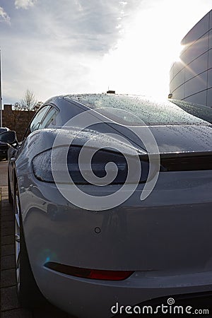 backlight details of german sportscar body work Stock Photo