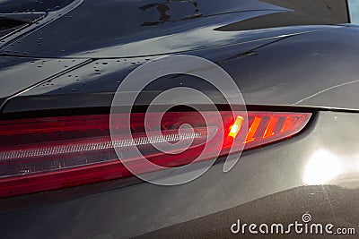 backlight details of german sportscar body work Stock Photo