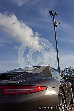 backlight details of german sportscar body work Stock Photo