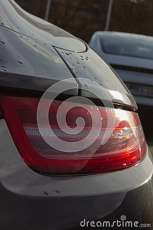 backlight details of german sportscar body work Stock Photo
