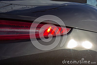 backlight details of german sportscar body work Stock Photo
