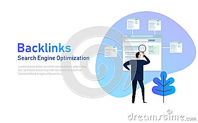 Backlinks or link building. seo concept. illustration Vector Illustration