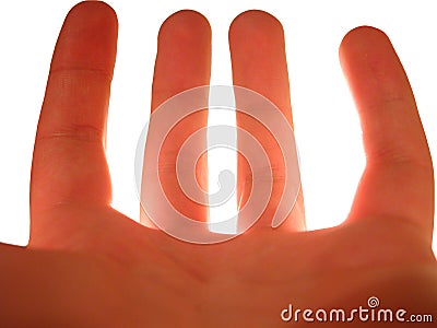 Backlit hand over white Stock Photo