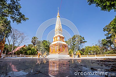 Backlit image, sunrise, pagoda, Thai temple, Buddhist religion, bright sky Stock Photo