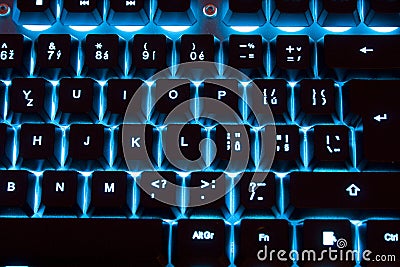 Backlit keyboard Stock Photo