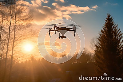 backlit photography of a drone against sunlight Stock Photo