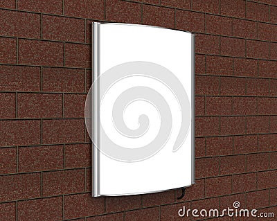 Backlit signage board, led glow advertising board, vinyl company sign on wall. Stock Photo