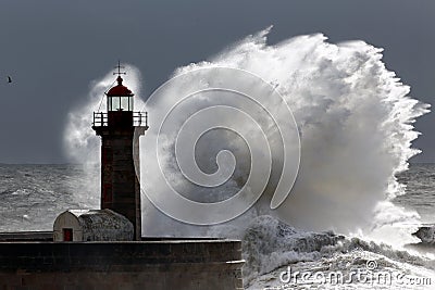 Backlit stormy wave Stock Photo