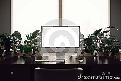 Backlit workplace Stock Photo