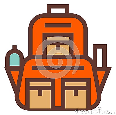 Backpack color line icon. Tourist bag symbol Vector Illustration