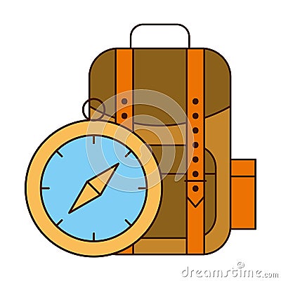 backpack and compass safari equipment supplies Cartoon Illustration