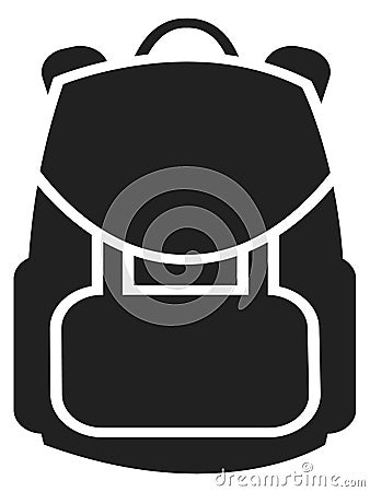 Backpack icon. Black tourist bag. Hiking symbol Vector Illustration