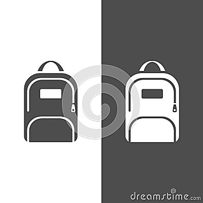 Backpack icon on a dark and white background Vector Illustration